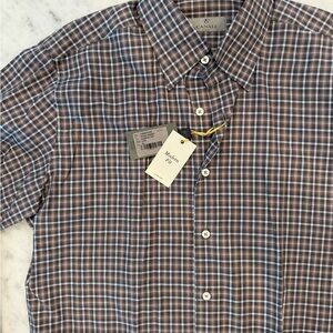 Canali Men's Brown, Blue and White Mens Luxury Shirt